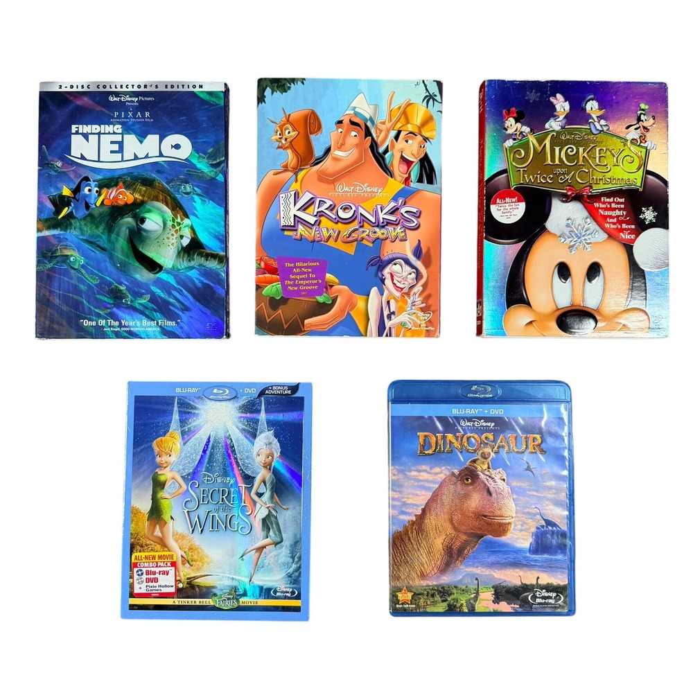 Disney Pixar Movie Lot Finding Nemo Mickey Christmas Dinosaur Secret Wings DVD